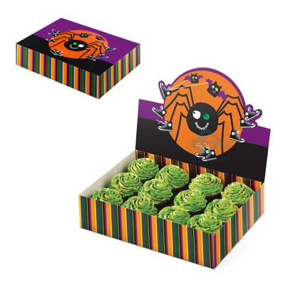 China Halloween Candy Box Paper Cookie Cake Boxes Pumpkin Spider Ornament Gift Cup Recyclable Paper Baked Cake Box for sale