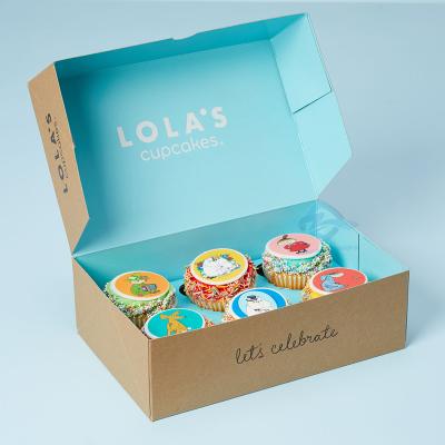 China Custom High Quality Recyclable 6 Logo Craft Paper Mailer Dessert Box Cardboard Insert Cupcake Box for sale