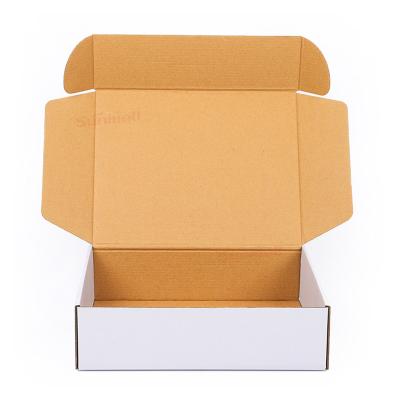 China Handmade White Printed Corrugated Mailer Cardboard For Garments Mid Size Eco Custom Shipping Box For Apparel for sale