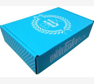 China Handmade Polka Dot Corrugated Mailer Box For Shirt Rectangle Custom Packaging Clothing Blue for sale