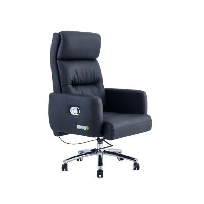 China Luxury Boss Leather Ergonomic Massage Recliner Swivel Office Swivel Chair Extendable for sale