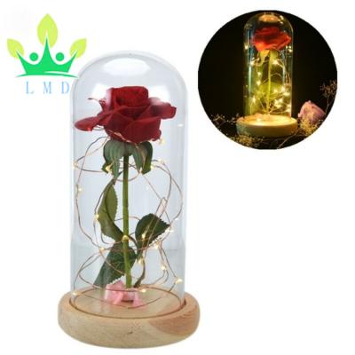 China Eco - Friendly Beauty And The Enchanted Beast Led In Glass Dome LED Lamp Christmas Gift for sale