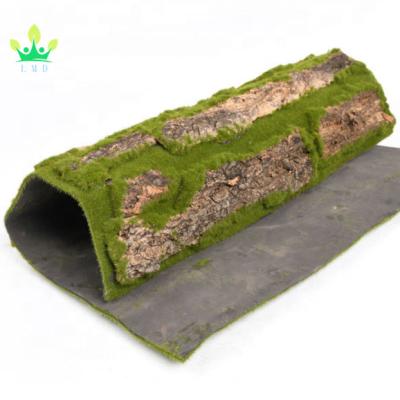 China Touch Natural 3D Cork Bark Wall Panel that Combines Artificial Moss and Natural Bark for Faux Green Plant Wall Decor for sale