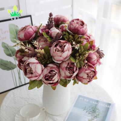 China Vintage Natural Artificial Peony Flowers Silk Touch Flower Bouquet Wedding Home Decoration for sale