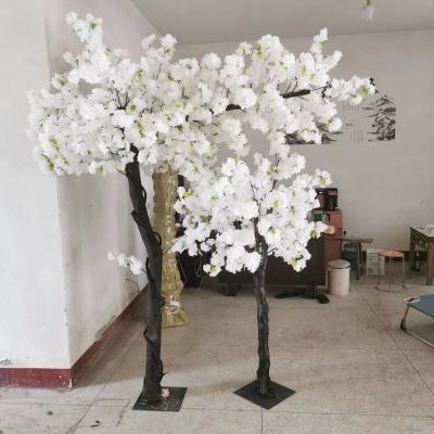 China Wedding Decoration Cherry Blossom Trees White Color Artificial Wood Real Stems Realistic Leaves Plant Artificial Trees for sale