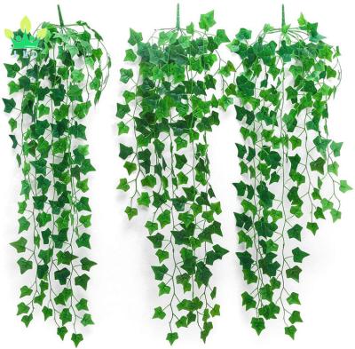 China Eco-friendly Artificial Ivy Vine Leaves Greeny Plants Chain Wall Hanging Home Garden Wedding Garland Outside Decoration for sale