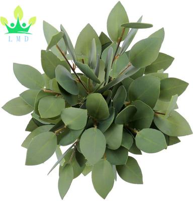 China Plastic Faux 28cm Artificial Eucalyptus Greenery Stems Heart Shaped Greenery Leaves For Wedding Bridal Bouquet Decor for sale