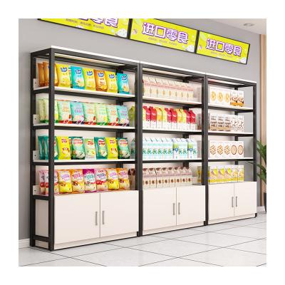 China Space Saving Supermarket Equipment Waterproof Wood And Metal Frame Display Rack Upright Shelf for sale