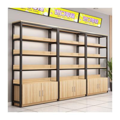 China Factory production food rack store convenient retail supermarket waterproof customized wooden shelves for sale