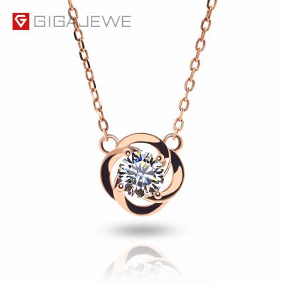 China GIGAJEWE 925 Casual/Sporty 18K Rose Gold Gemstone Flower Personalized Mom Gift Jewelry Moissanite Silver Plated Pendant Necklace for sale