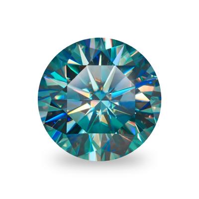 China GIGAJEWE Crescent Loose Wholesale 6.5mm 1ct Round Cut Cyan Blue Green Colored For Making Jewelry Moissanite Diamonds for sale