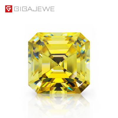 China Fancy Synthetic Star GIGAJEWE Moissanite Lab Grown Vivid Yellow Diamond Stone Asscher Cut Loose Gemstone for sale