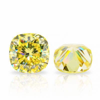 China GIGAJEWE Uncoated Cushion Cut For Jewelry Making Fancy Yellow VVS1 Gemstone Vivd Moissanite Cushion Cut Passed Test for sale