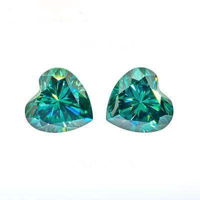 China GIGAJEWE Hot Growth Wholesales Fashion Heart Cut Green Color Loose Stone For Women Accessories Moissanite Heart Gemstone for sale