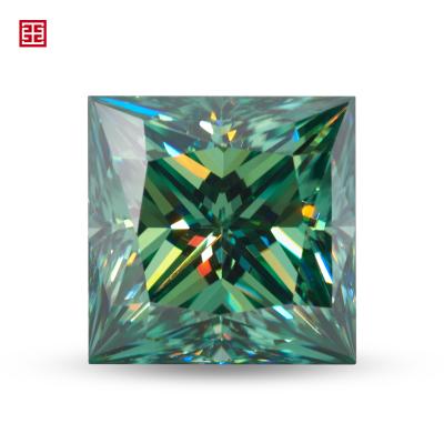 China Game or Fire Grade GIGAJEWE Color Excellent Cut Green Color Princess Cut Moissanite Gemstone Diamond For Gift Birthday for sale