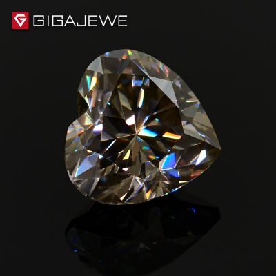 China GIGAJEWE Heart Cut Color Stone 3.5ct 10mm Gemstone Making Fashion Jewelry To Customize Yellowish Moissanite Heart Cut for sale