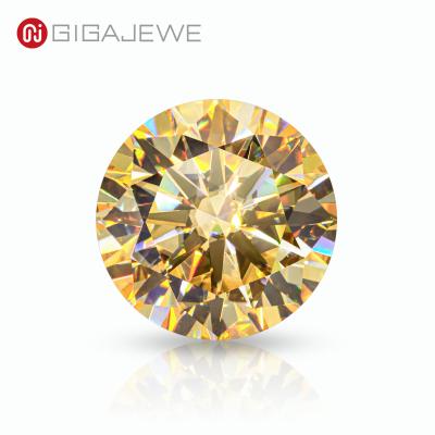 China GIGAJEWE Moissanite Color VVS Developed Yellow Gold Clarity Loose Moissanite For Jewelry Gemstone Diamond Round Moissanite for sale