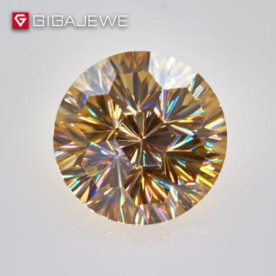 China Wholesale Star GIGAJEWE Angel Eye Cut Yellow Color 7ct 12mm Customized Synthetic Moissanite Diamond Gemstone For Gift And Anniversary for sale