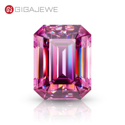 China GIGAJEWE Star Color Rare Red Pink Emerald Cut Shape VVS1 Clarity Moissanite Diamond Lab Gemstone For Jewelry Making for sale