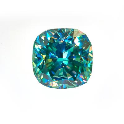 China GIGAJEWE Star Excellent Cut Quality Cyan Color Cushion Stone Synthetic Beads For Jewelry Making Moissanite for sale