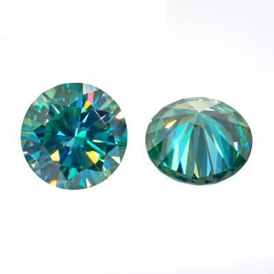 China GIGAJEWE Crescent Loose Wholesale 8mm 2ct Round Cut Cyan Blue Green Colored For Making Jewelry Moissanite Diamonds for sale