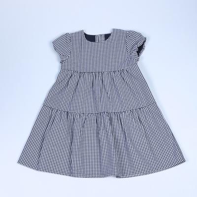 China New Breathable Design Woven Cotton Dress Girls Kids Short Sleeve Dresses for sale