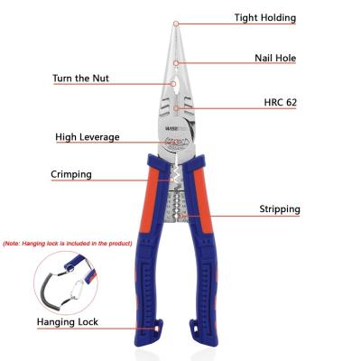 China Easy Operation Hardware Tools Multifuntional Precision Needle Nose Pliers With Wire Cutter for sale