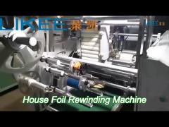 automatic 6 shafts siemens plc house foil rewinding machine with 305m rewinding length