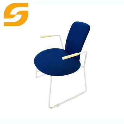 China Toughness Home Office White Metal Frame Blue Fabric Visitor Easy Clean Office Sofa Chairs With Armchair for sale