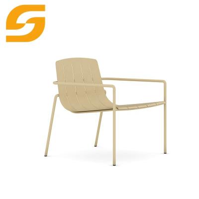 China Tenacity Modern Commercial Cafe Furniture Aluminum Outdoor Colorful Restaurant Lounge Chair With Armrest for sale