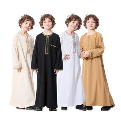 China Wholesale Dubai Abaya Muslim Muslim Boy Long Sleeve Arabic Thobe Fashion Thobe Islamic Clothing 110-160CM for sale