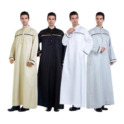 China Wholesale Fashion Long Sleeve Round Neck Arabic Thobe Abaya Islamic Clothing S-3XL Dubai Muslim Man Thobe Men's Islamic Clothing for sale