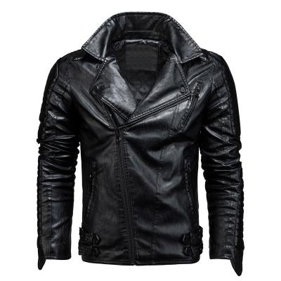 China Viable size 2021 plus autumn and winter new men's PU leather jacket racing motorcycle suit men's quilted jacket leather jacket for sale