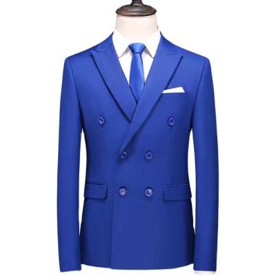 China Autumn New Men's Wholesale Anti-wrinkle Cross-Breasted Jacket Men's Solid Color Suit S Suit Large Size Jacket Cross-Breasted Jacket for sale