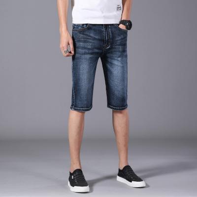 China Breathable Custom Washed Blue Jeans Wholesale Zipper Fly Loose Short Jeans For Men for sale