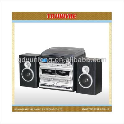 China Hot Selling Double Turntable Retro Vinyl CD Programmable Record Cassette Radio Player With Radio & CD & MP3 Function MT-11 for sale