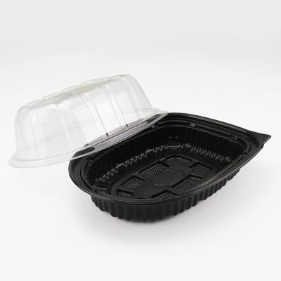 China Recycled Disposable Materials Roast Chicken Box PP Material And Plastic Pet Lid Tray Used For Dinner Market Package for sale