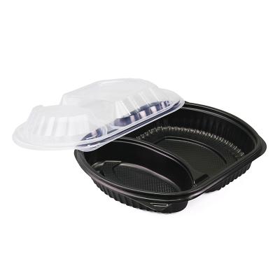 China Disposable 900ml To Go PP Disposable Food Bowl With 2 Compartments Microwave Safe BPA Free To Food Packaging for sale