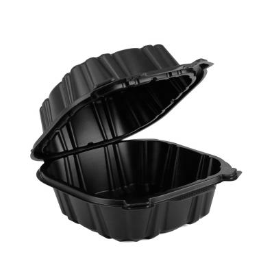 China Wholesale Eco-friendly To Put 6 Inch Lid Microwave Hamburger Container Eco-Friendly Hinged Black Color for sale