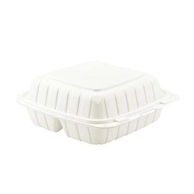 China 9inch recyclable to go microwave mfpp disposable food container with 3 compartments take out clamshell box for sale