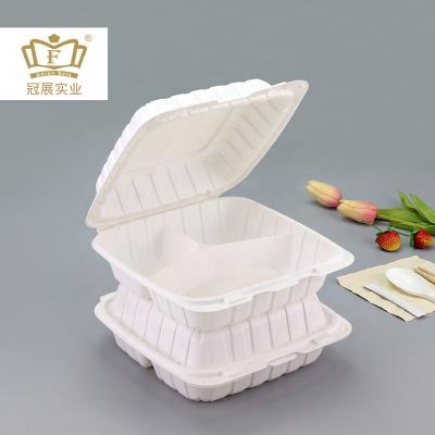 China 8inch mfpp disposable disposable microwave food container to go clamshell lunch box with 3 compartments for restaurant package for sale