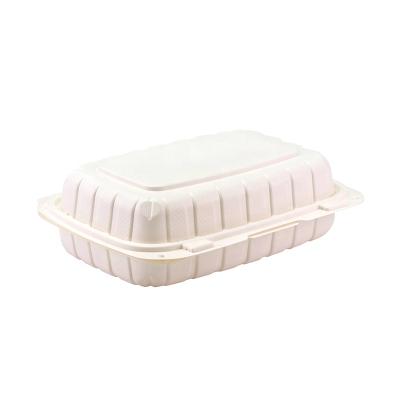 China 9x6x3inch MFPP Biodegradable Disposable Microwavable Food Container To Go Clamshell Hinged Lid Take Out Box for sale