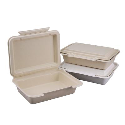 China 9*6*3 Inch Biodegradable To Go 100% Biodegradable Eco-Friendly Disposable Sugar Cane Bagasse Hot Dog Food Container for sale