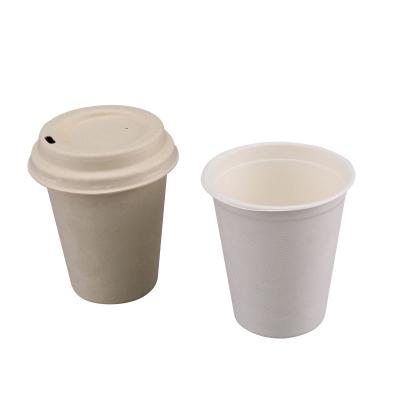 China 8oz Disposable Biodegradable Sugar Cane Eco-Friendly Bagasse Hot Drinking Coffee Mug With Lid 100% Compostable for sale