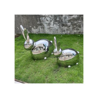 China Vintage Out Door Art Decorative Metal Stainless Steel Sculpture Rabbit Statue For Garden Decoration for sale