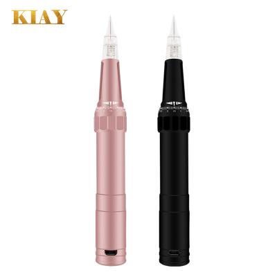 China Wireless Black Makeup Wireles Nano Pin Blood Color Output Feature PMU Rechargeable V6 Battery Gold Gun Tattoo Permanent Machine for sale