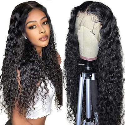 China Body Wave Indian Virgin Hair Water Wave Lace Front Wigs, 10A Glueless Hd Lacetranspare Human Hair Frontal Wig With Baby Hair for sale