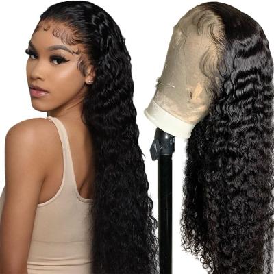 China Glueless Lace Frontal Wig 13X6 Bands Body Wave Wigs Maid Brazilian Hair Wigs Adjustable Deep Brazilian Hair 180% Density Pre Plucked for sale