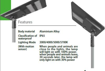 Китай Солнечный привел все в действие в светах одной солнечных парковки СИД уличного света СИД с датчиком движения продается