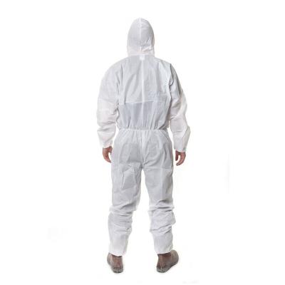 China Heng Feng factory direct sales waterproof nonwoven disposable microporous white coverall, hooded with elastic cuffs for sale